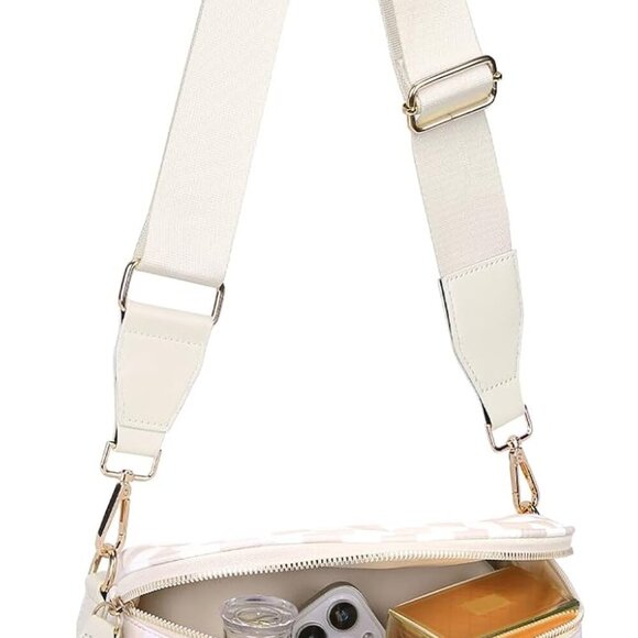 Luxury Checkered Sling Bag for Women with Spacious Compartments - Beige Pink - Picture 1 of 6